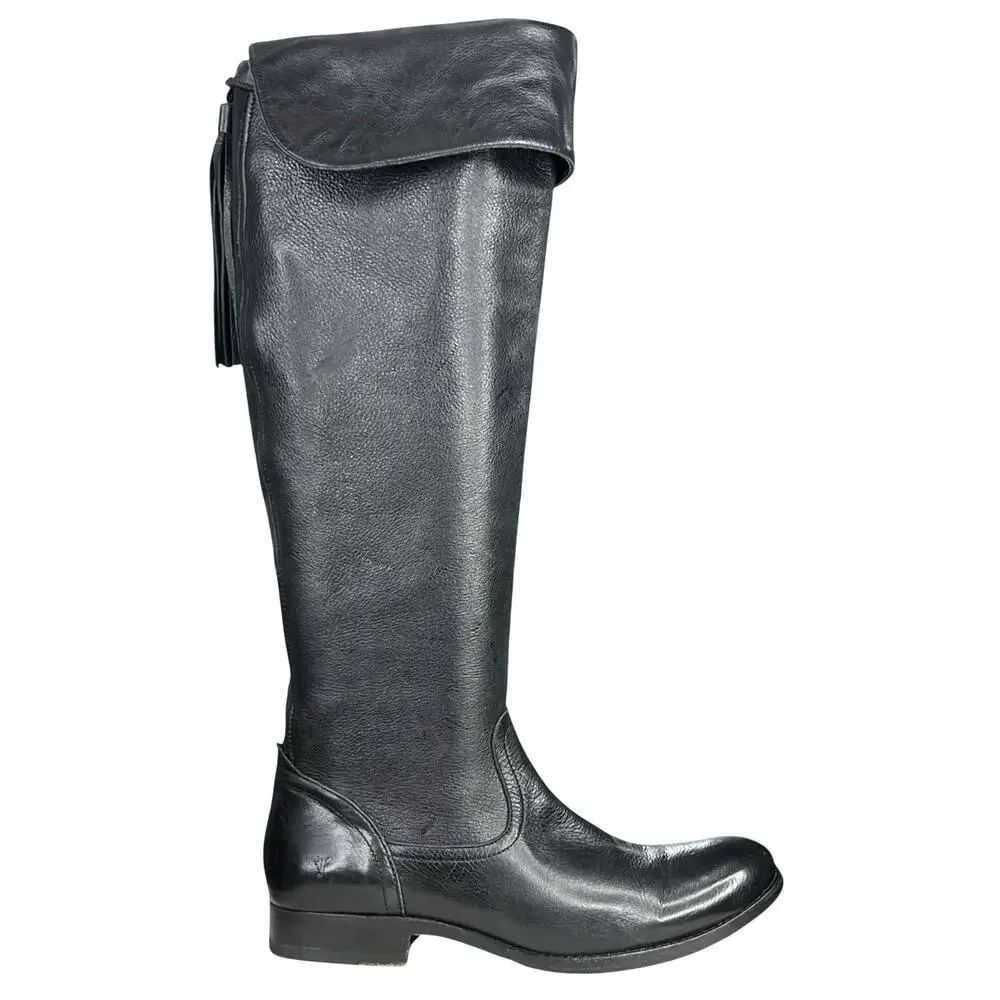 Frye Women’s Shirley Black Leather Over The Knee Riding Boot Size US 7.5